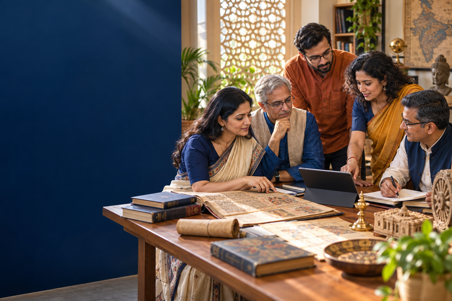 Educators studying Indian knowledge sources in a workshop