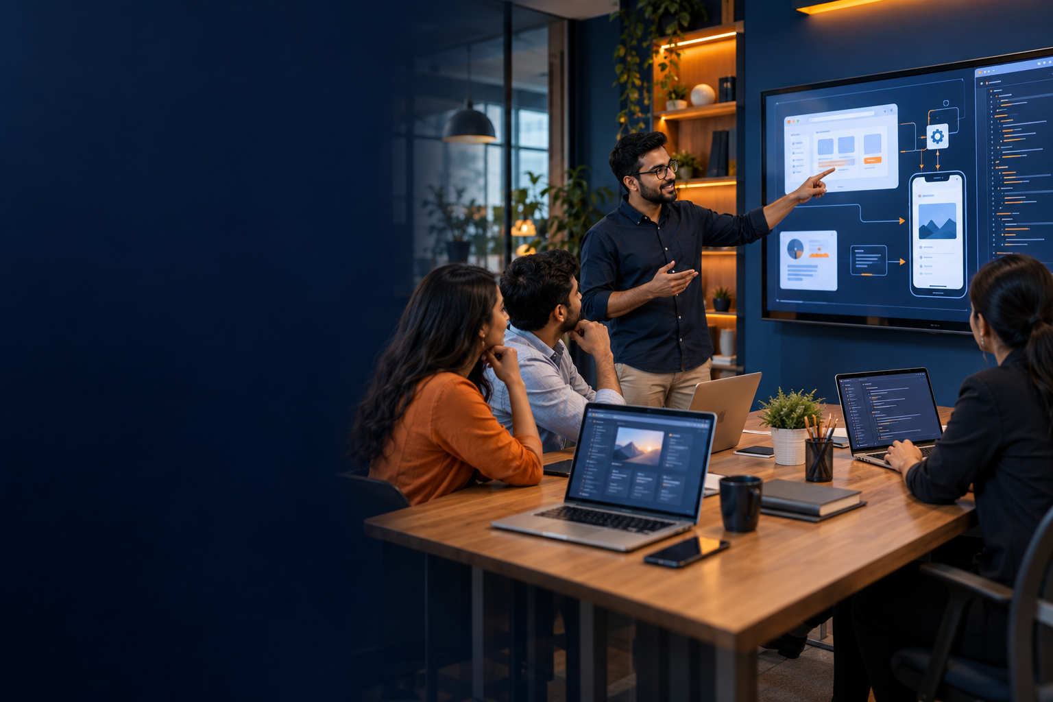 IT team designing web and mobile software solutions